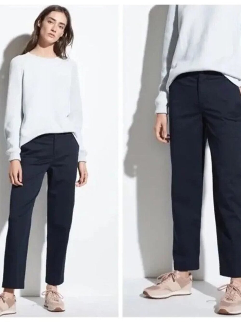 Vince Washed Japanese Cotton Blue Crop Pants Straight Leg Utility Size 10